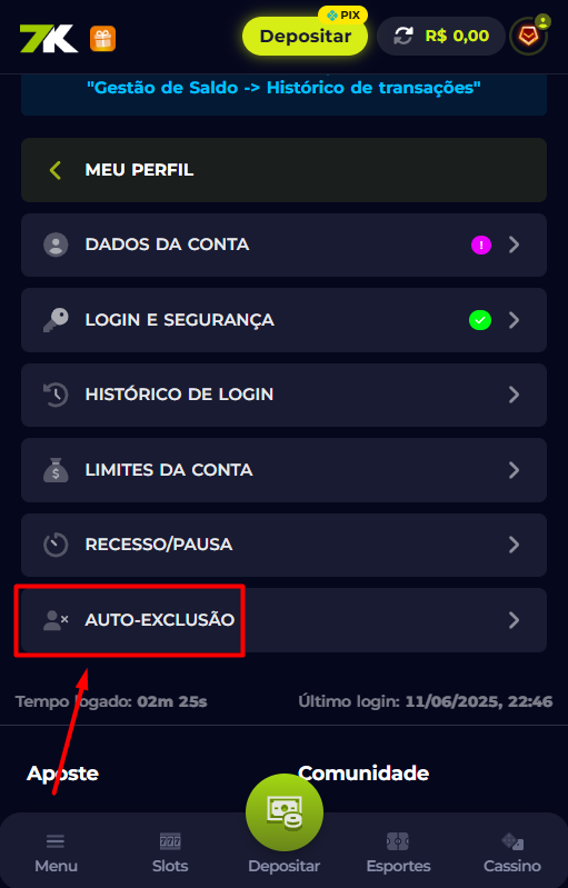 Passo 4 exclusao de conta